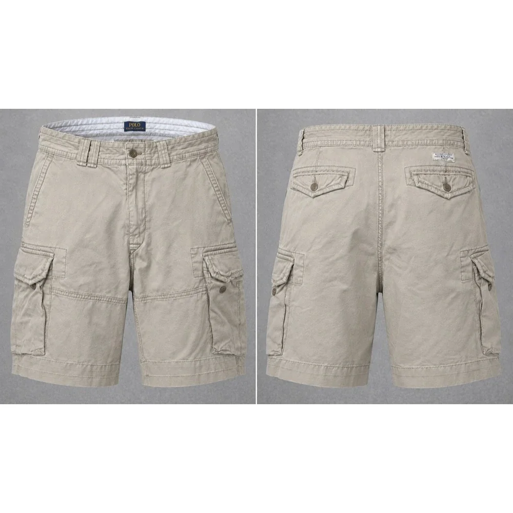 Polo Ralph Lauren Cargo Chino Shorts Mens 33 Khaki Beige Utility Preppy Outdoor